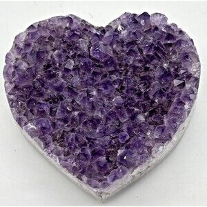 Heart Shaped Amethyst Druzy Geode Crystal Cluster Natural Polished 4.25" 2.29 Lb